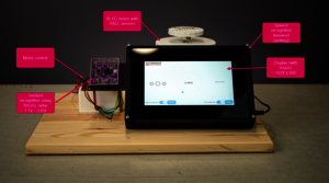 Demonstrator Rutronik System Solutions demonstrator with display, radar module, microcontroller board, display and motor