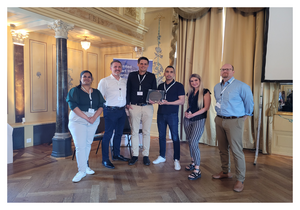 The two companies have more in common than a successful supplier-distributor partnership.  From left to right: Vidya Sriram (Rutronik), Damien Smej (Rutronik), Manuel Gauß (Rutronik), Iliès Berrouiguet (Rutronik), Victoria Spauszus (Sensirion), Davin Moorman (Rutronik)